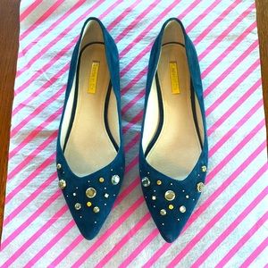 Suede and embellished shoes